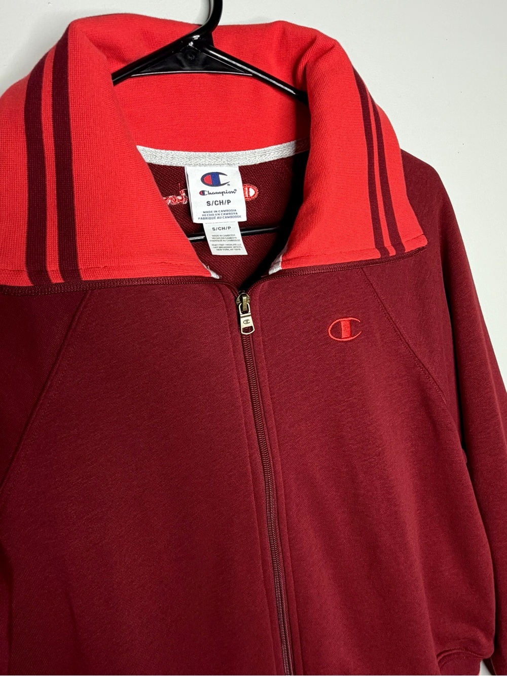 Champion Women’s Maroon  Zip Front Varsity Track Retro Jacket Size Small - Picture 2 of 10